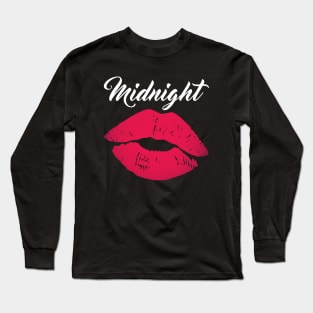 Midnight Kiss - New Year Eve Resolution Ball Drop Lips Long Sleeve T-Shirt